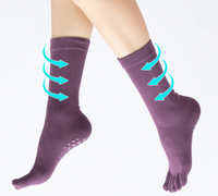 Chaussettes de yoga antidérapantes à cinq doigts pour femmes avec logo personnalisé 2026 – Séparation des orteils pour Pilates, danse et exercices