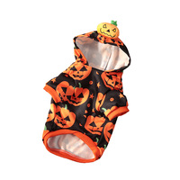 Sweat-shirt pour chien en polyester chaud et doux, motif citrouille d'Halloween, pour chiens de petite et moyenne taille, costume d'automne et d'hiver