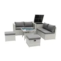 Miglior prezzo divano in vimini piatto design nuovo set di mobili da esterno in rattan 7 pezzi