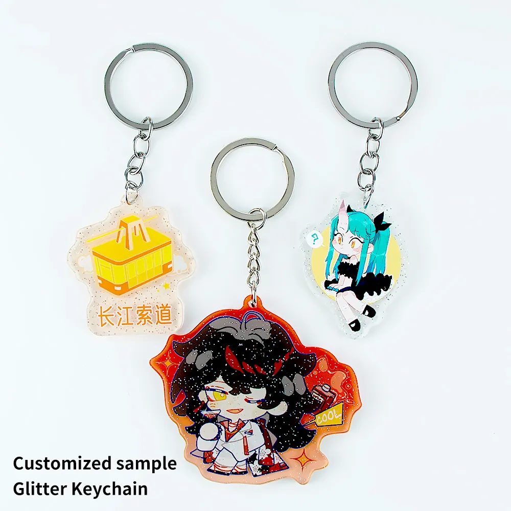 Custom Acrylic Keychain Transparent Key Chain Rings for Craft Clear Colorful Pendants DIY Acrylic Charm Wholesale
