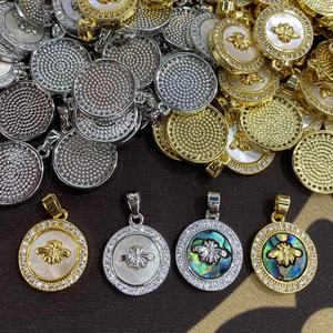 Latest Jewelry <strong>Charms</strong> Nature Shell Customize <strong>Honey</strong> Bee Whale Tail 18k Gold Plated Zircon Hiphop Pendant for Making Necklace - Product Image 1