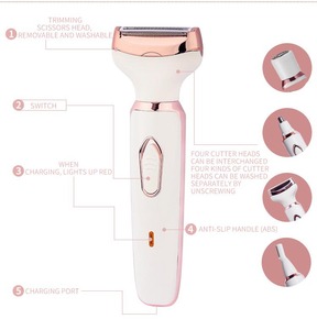 Épilateur multifonction pour femmes: rasoir électrique 4-en-1 pour <span class=keywords><strong>les</strong></span> sourcils, le visage, <span class=keywords><strong>les</strong></span> jambes et <span class=keywords><strong>les</strong></span> aisselles-Chargé par USB, indolore - Product Image 6
