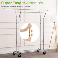 Porte-vêtements double rail robuste, capacité de charge de 400 lb, porte-vêtements roulant pour suspendre les vêtements, porte-vêtements commercial