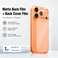 Film de protection pour iPhone 17 ProMax : Protection d'objectif caméra PET + Film arrière, protecteur d'écran flexible anti-rayures, surface mate transparente pour téléphone