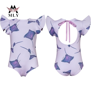 Vacances à la plage enfants mignon volants bretelles une pièce maillot de bain 2025 cravate dos nu petites filles maillots de bain - Product Image 1