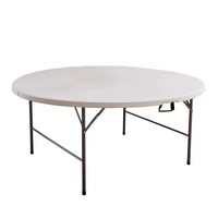 Table à manger pliante ronde en plastique avec pieds en métal