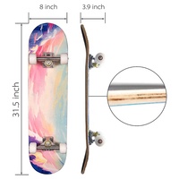 Wellshow Sport Skateboards complets pour débutants et adultes, planches à roulettes en bois chinois à 7 couches, double kick, concave, longboard