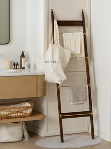 Porte-manteau en bois de style rétro français et moyen-ancien avec design vertical pour salon et chambre à coucher, meubles de maison - Product Image 3