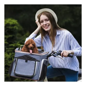 Foldable Dog Bike Basket - Expandable 6 In 1 Soft Pet Carrier Backpack Dog Carrier Shoulder Bag Car Seat Carrier