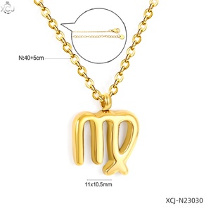 Gioielli alla Moda, Collana con Ciondolo in Acciaio Inossidabile Placcato Oro 18K PVD, Collane con 12 <span class=keywords><strong>Segni</strong></span> <span class=keywords><strong>Zodiacali</strong></span> per Donne - Product Image 5