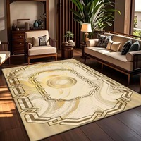 Polyester-Teppich im Creme-Stil mit gestreiftem geometrischem Muster für Wohnzimmer, hochwertig, 2026 Neu, für Zuhause, Sofa, Villa, Bodenmatte, Schlafzimmer, maschinell gefertigt