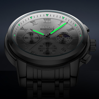 Montre Mark Fairwhale à cadran romain, phase de lune, quartz, pour homme, trois aiguilles, lumineuse, étanche, FW-5058