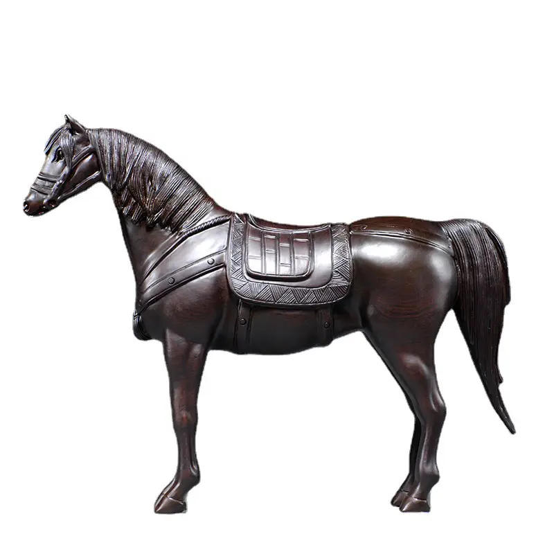 Oficina escritorio vintage tallado artístico animal madera caballo artesanía figura estatuas escultura decoración del hogar