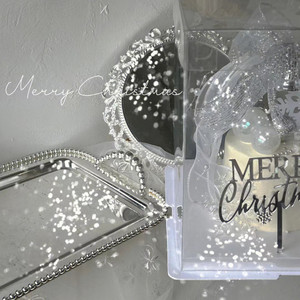 ของตกแต่งเค้กอะคริลิคสีเงินรูปกระดิ่งโบว์พร้อมข้อความสุขสันต์วันคริสต์มาส สำหรับตกแต่งเค้กคริสต์มาส - Product Image 3