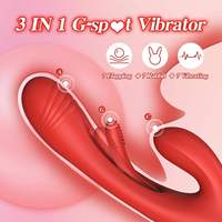 Weiblicher Masturbator 3-in-1 Stimulation G-Punkt Klitoris-Vibrator Flatternder Rabbit Vaginal-Vibrator Silikon-Finger Sexspielzeug