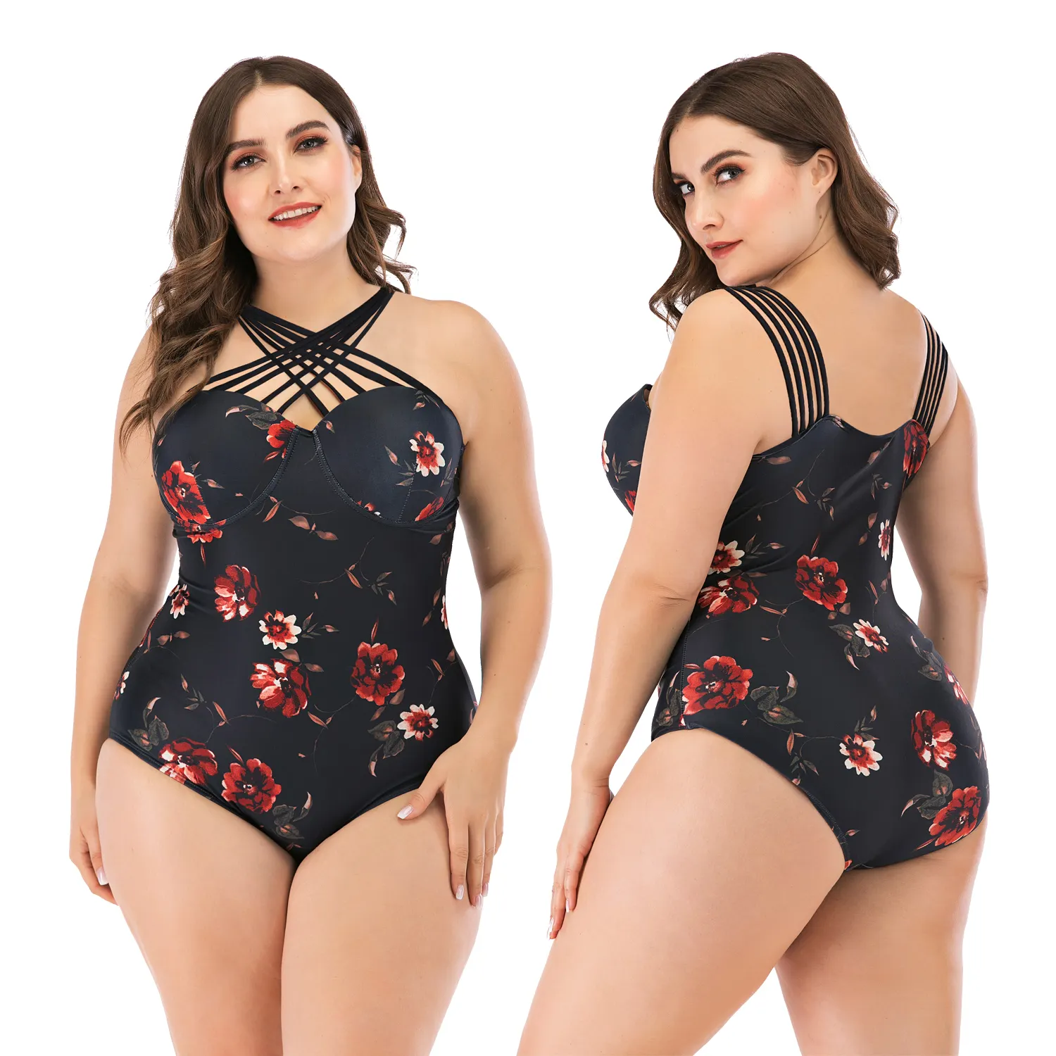 L Xl Xxl 3 Xl 4 Xl High Fashion Plus Size Vrouwen Een Stuk Badmode & Beachwear Underwire Push Up badpak