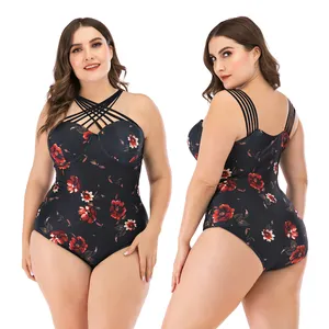 L XL XXL 3 XL 4 XL High Fashion Plus Size Damen Einteilige Bade bekleidung & Beach wear Bügel Push-up Badeanzug