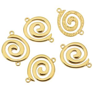 Conector espiral de acero inoxidable con doble orificio para la fabricación de pulseras, accesorios de joyería, formas mixtas, eslabón chapado WLL204 - Product Image 1
