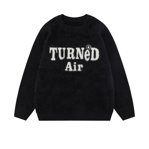 เสื้อสเวตเตอร์ผ้าขนแกะสำหรับผู้ชายเสื้อถักลายตัวอักษรแจ็คการ์ด - Product Image 3