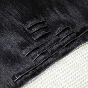 Nhà máy đôi rút ra nguyên Remy Ấn Độ 100% thực sự con người tóc mở rộng PU da sợi ngang cao cấp màu đen tiêm vô hình clip trong - Product Image 4