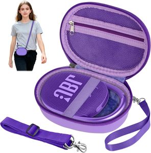 Estuche rígido portátil de EVA para <span class=keywords><strong>JBL</strong></span> Clip5 y <span class=keywords><strong>Clip4</strong></span>, estuche de transporte para altavoz Bluetooth mini con correa para el hogar, exteriores y viajes (morado) - Product Image 1