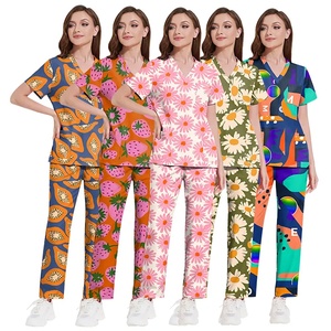 Nuevo Diseño, Bonitos Uniformes Médicos con Estampado Floral y <span class=keywords><strong>Animal</strong></span>, Blusa de Enfermería, Ropa de Trabajo para Clínica Dental, Blusa Médica Estampada, Conjunto de Uniforme Médico para Mujer - Product Image 4