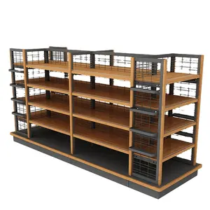 Morden Commercial Shelf Double-sided Wooden Display Rack and Stand Equipment for Shop/supermarket/Retail Store