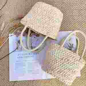 Bolso de Mano Tipo Cesta Pequeño, Moderno y Bonito, Estilo Fotográfico, Mini Bolso Casual de Verano, Bolso de Paja Natural para Mujer, Playa - Product Image 6