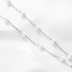Cadena de suéter de moda, cadena dorada con perlas de imitación, collar de clavícula, diseño geométrico en forma de bola, sencillo y versátil para uso diario - Product Image 2