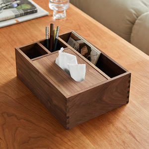 <b>Black</b> walnut <b>tissue</b> box, living room desktop remote control storage box, wooden <b>tissue</b> box, restaurant <b>paper</b> box, custom logo. - Product Image 1
