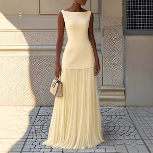 Vestido Largo Informal <span class=keywords><strong>de</strong></span> Diario con Cuello Barco y Pliegues, Personalizado, Elegante, Formal, para <span class=keywords><strong>Fiesta</strong></span>, <span class=keywords><strong>de</strong></span> Noche, para Mujer, <span class=keywords><strong>de</strong></span> Fábrica - Product Image 2