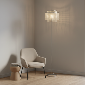 Ehomelights <strong>Gold</strong> Crystal LED Floor <strong>Lamp</strong> 64" <strong>Tall</strong> Adjustable Height Modern Design E12/E14 Touch Control Double-Layer Lampshade - Product Image 1