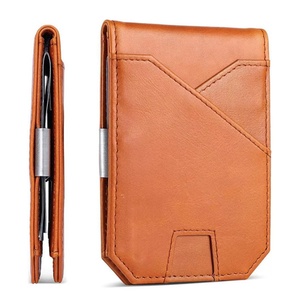 Vintage Style Men's Leather Business Wallet Open No Closure RFID Credit Card Holder Short Length - Product Image 1
