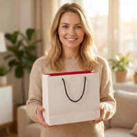 Sac en papier de luxe avec logo personnalisé, imprimé en couleur, sac de shopping, sac cadeau épaissi