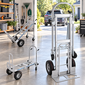 Foldable Aluminum Platform Hand <b>Cart</b> Four-Wheel Adjustable Trolley Dolly with Powder Coating for Industrial <b>Tools</b> and Moving - Product Image 1