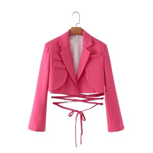 Traje Corto de Mujer con Cintura Ajustable con Cordón, Color Sólido, a la Moda - Product Image 2