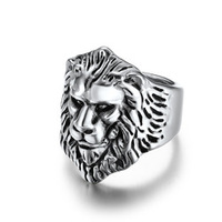 Anneaux RH de haute qualité plaqués or 18 carats en acier inoxydable, bande d'éternité vintage, tête de lion dominante, coquille, pierre de naissance catholique de juillet