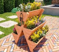 Jardinières en bois pour l'extérieur avec pieds, 3 niveaux, 5 bacs, pot de fleurs, boîte à plantes
