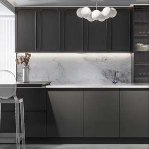 ตู้ครัวสไตล์มินิมอลฝรั่งเศสคุณภาพสูง วัสดุกันน้ำ รุ่นเฟอร์นิเจอร์ครัว พร้อมไอส์แลนด์ครัว - Product Image 1