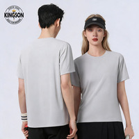 T-shirts de course unisexes amples prêts à l'emploi, 100 % polyester, séchage rapide, tissu respirant en maille, anti-humidité, couleur unie, pour le sport