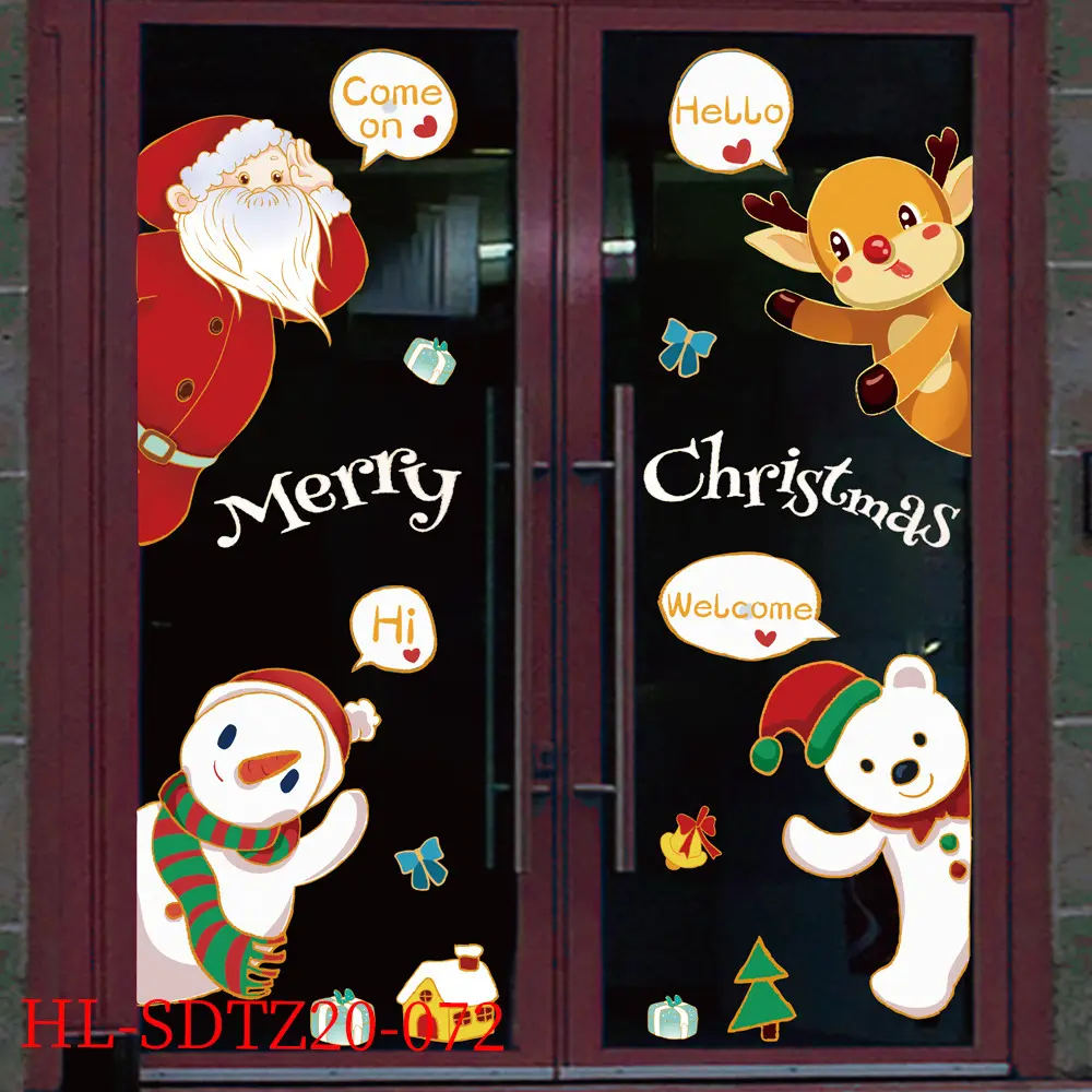 Large 50*70cm Christmas Window Stickers Xmas Decals for Glass Office Windows Party Decorations