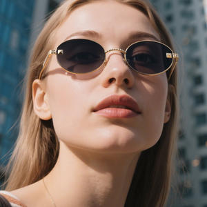 โดลเช่&แกบบาน่าแว่นกันแดดทรงวงรีสำหรับผู้หญิงกรอบโลหะป้องกันรังสียูวี 400 เลนส์สีดำคลาส 2 แว่นกันแดด DG-98376 - Product Image 1