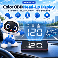 M4-HUD Couleur OBD PnP Multifonction Grand Affichage Vitesse Température Eau Tension Capteur Auto-Sensible pour Capot