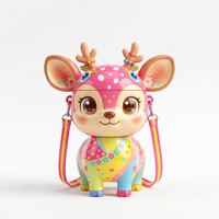 Seau à Popcorn Personnalisé en Plastique ABS, Motif Chien de Dessin Animé, Contenant à Popcorn Animal avec Sangle pour Cadeaux d'Événements