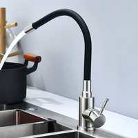 Robinet de cuisine monocommande en acier inoxydable brossé avec cartouche céramique, design moderne, classique, monotrou, eau chaude et froide pour évier