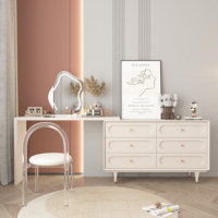 Commode à six tiroirs en bois massif français, style moderne et luxueux, pour chambre principale, avec coiffeuse intégrée