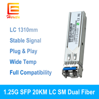 Hereta 1.25G SFP Transceiver Optique LC 1310nm Monomode Double Fibre 20km Module Ethernet Lot de 2