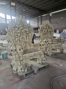 Trône de crâne hanté géant pour l'extérieur, grand fauteuil d'exposition d'<span class=keywords><strong>Halloween</strong></span>, <span class=keywords><strong>décoration</strong></span> sur le thème de l'horreur, attractions hantées - Product Image 1