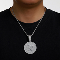 Personnalisable rond cercle solide bébé Angle en alliage de Zinc hommes diamant strass Hip Hop pendentifs bijoux à la mode