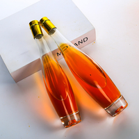 Bouteille de vin en verre à fond épais de forme ronde transparente de haute qualité 175ml 275ml 375ml 500ml avec bouchon à vis ou bouchon en caoutchouc